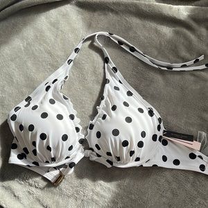Victoria’s Secret Ruffle Polka Dot Halter Bikini Top